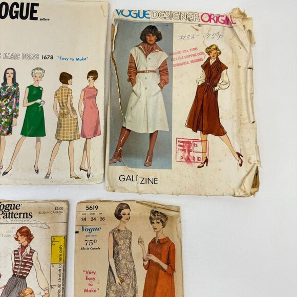Vogue Vintage Sewing Pattern Lot of 6 50s-80s 1884 1678‎ 5619 7226 8726 5619 - Picture 4 of 7